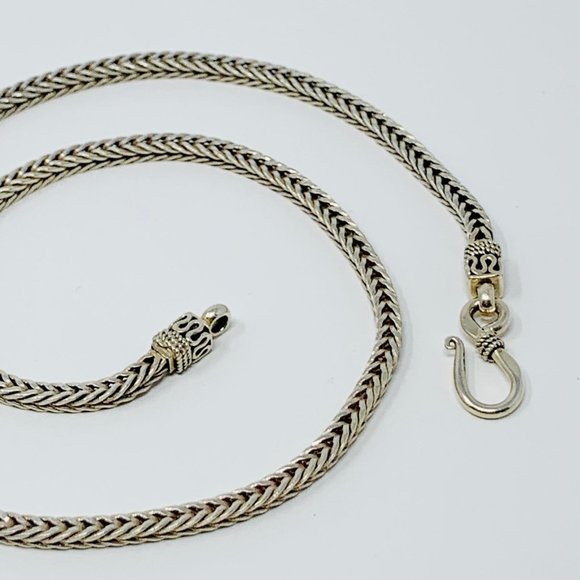 Sterling Silver 17 Inch Square Wheat Link Chain - Picture 2 of 8